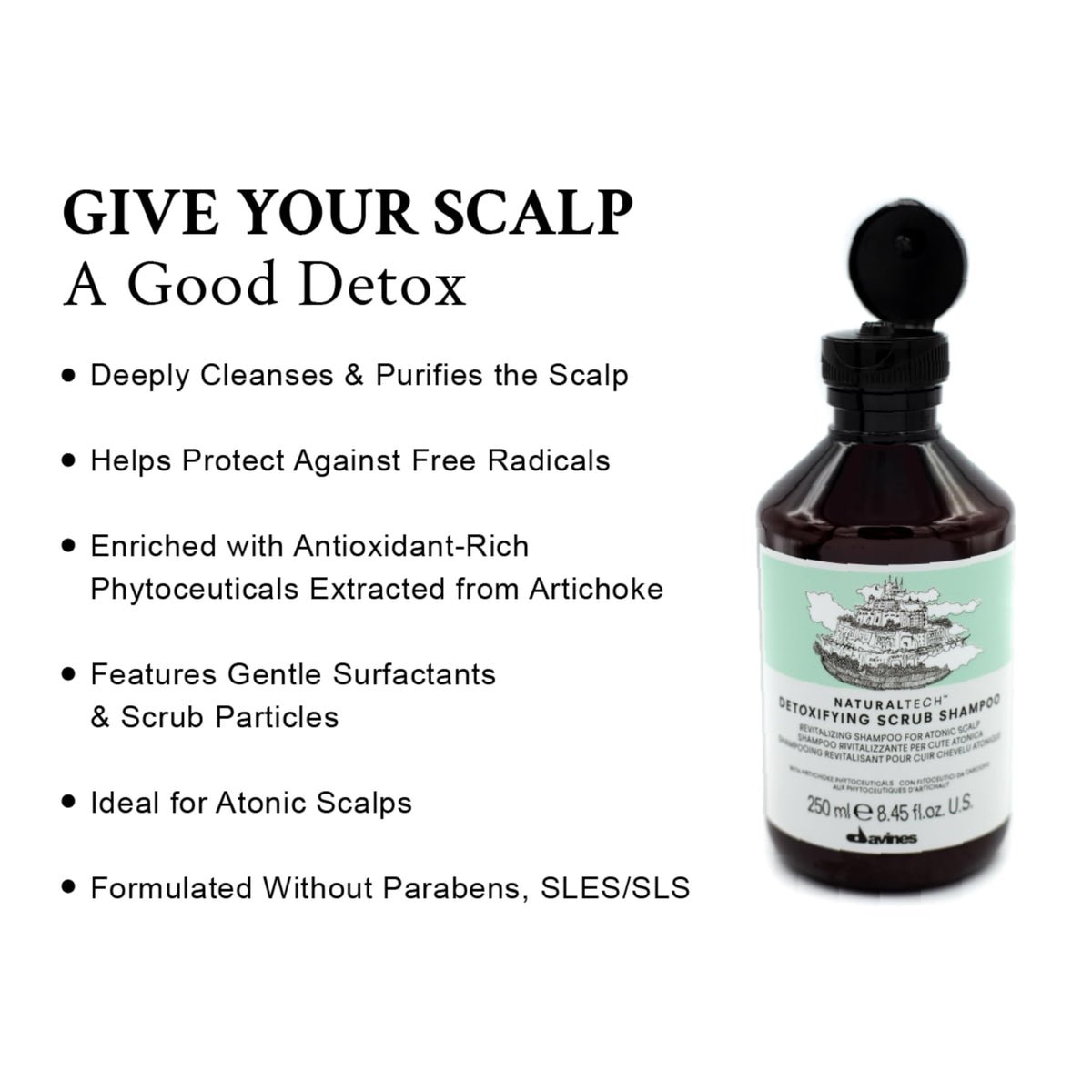 White Smoke Naturaltech Detoxifying Scrub Shampoo, Scalp Revitalizing Gentle Cleanser
