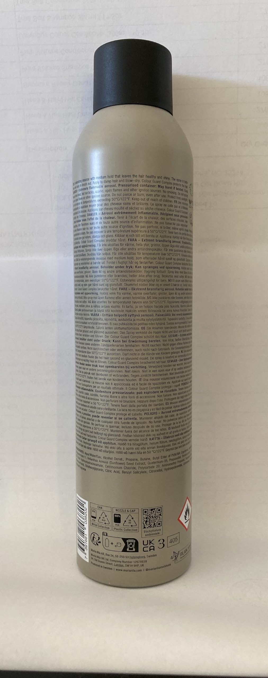 Gray Maria Nila Styling Mousse, Hold 4/5, Gives Volume & Reduces Static Hair, Antioxidant Preserves Hair Color, 100% Vegan & Sulfate/Paraben free, 10.1 Fl Oz