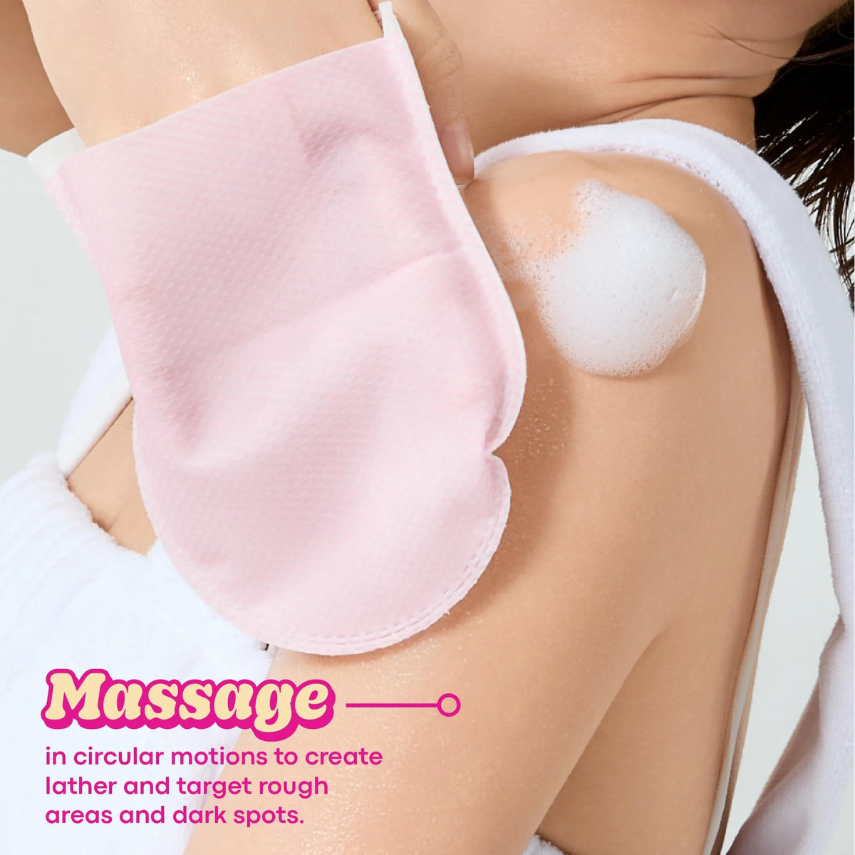 Light Gray TONYMOLY Plum Bum Glycolic Acid Bubble Mitt - Smooths Bumpy Skin & KP