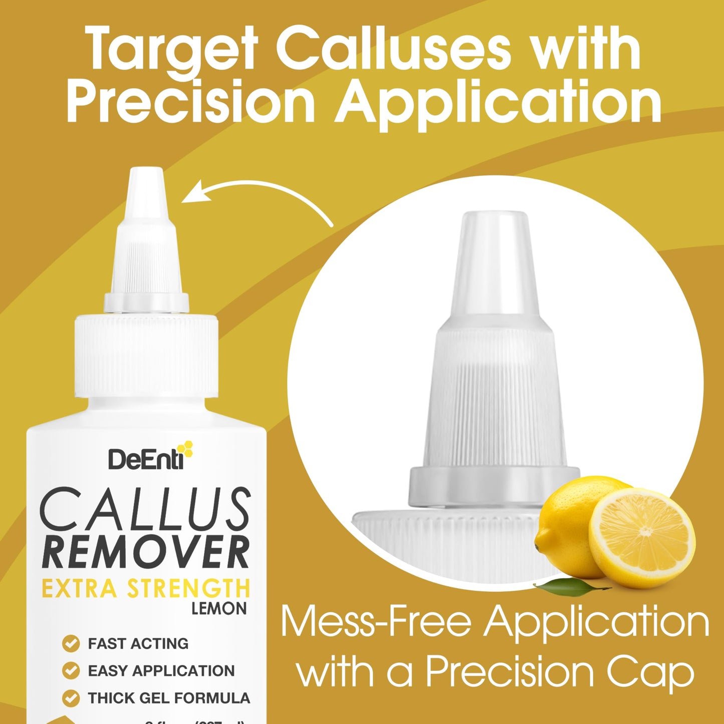 White Smoke DeEnti Callus Remover for Feet, Extra Strength Foot Callus Remover Gel, 8oz Salon Grade Home Pedicure Supplies for Dry Skin, Cracked Heel, Professional Strength Foot Care, Lemon