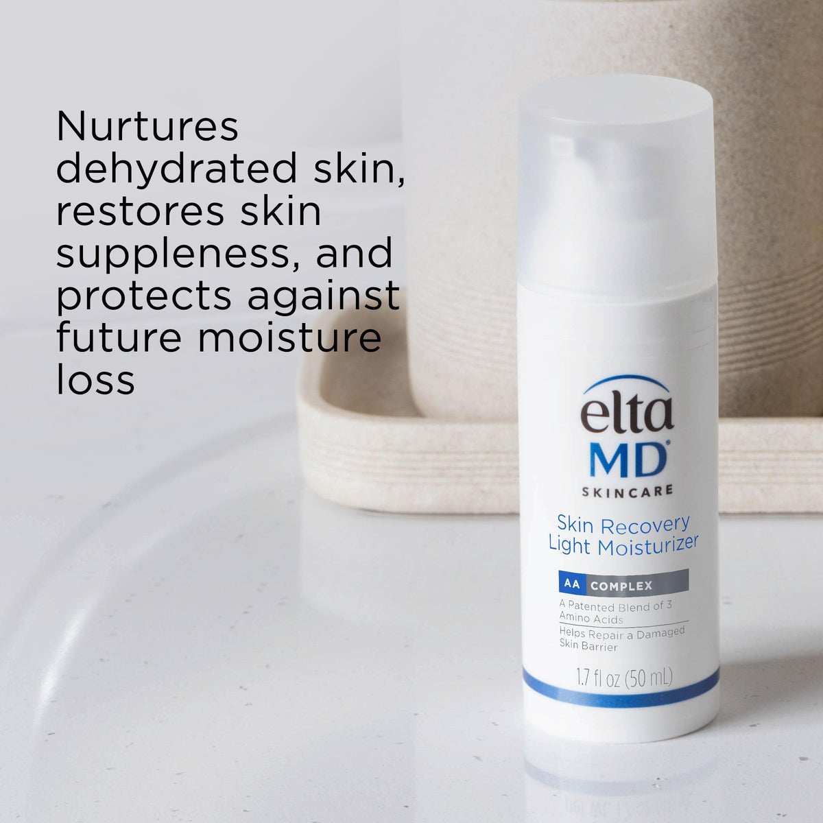 Light Gray EltaMD Skin Recovery Light Face Moisturizer for Dry Skin, Oil Free, 1.7 oz