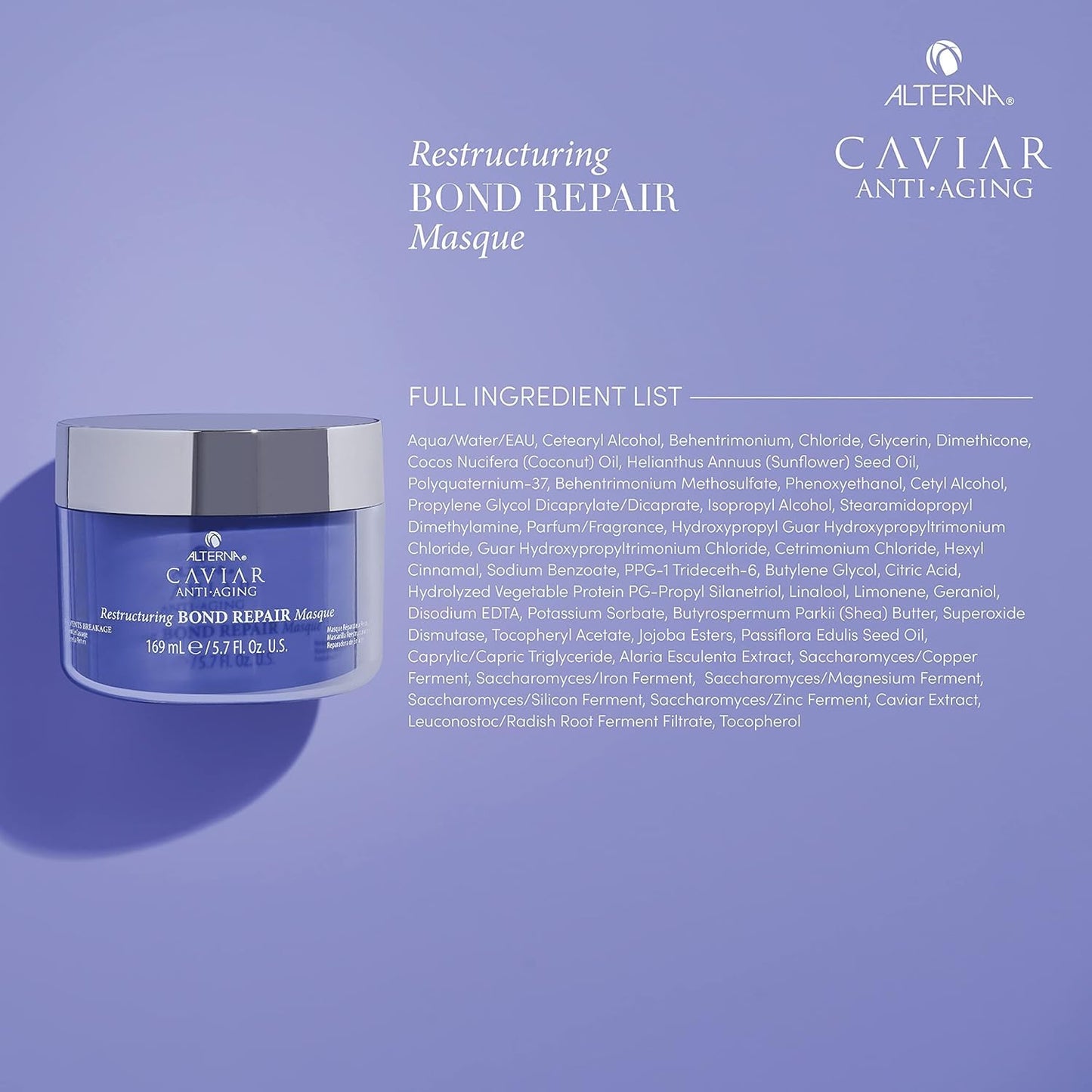 Medium Purple Alterna Caviar Anti-Aging Restructuring Bond Repair Masque, 5.7 Ounce | Strengthens & Protects Damaged Hair , 5.68 Fl Oz (Pack of 1)