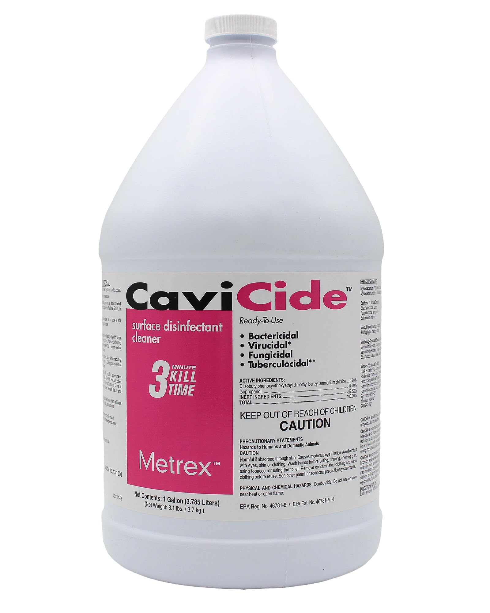 White Smoke Metrex CaviCide Surface Disinfectant Cleaner, 13-1000 – Multi-Purpose Disinfectant, Decontaminant & Cleaner for Medical Devices, NICU, Operating Rooms, Patient Care Areas, Labs, Schools – 1 Gallon