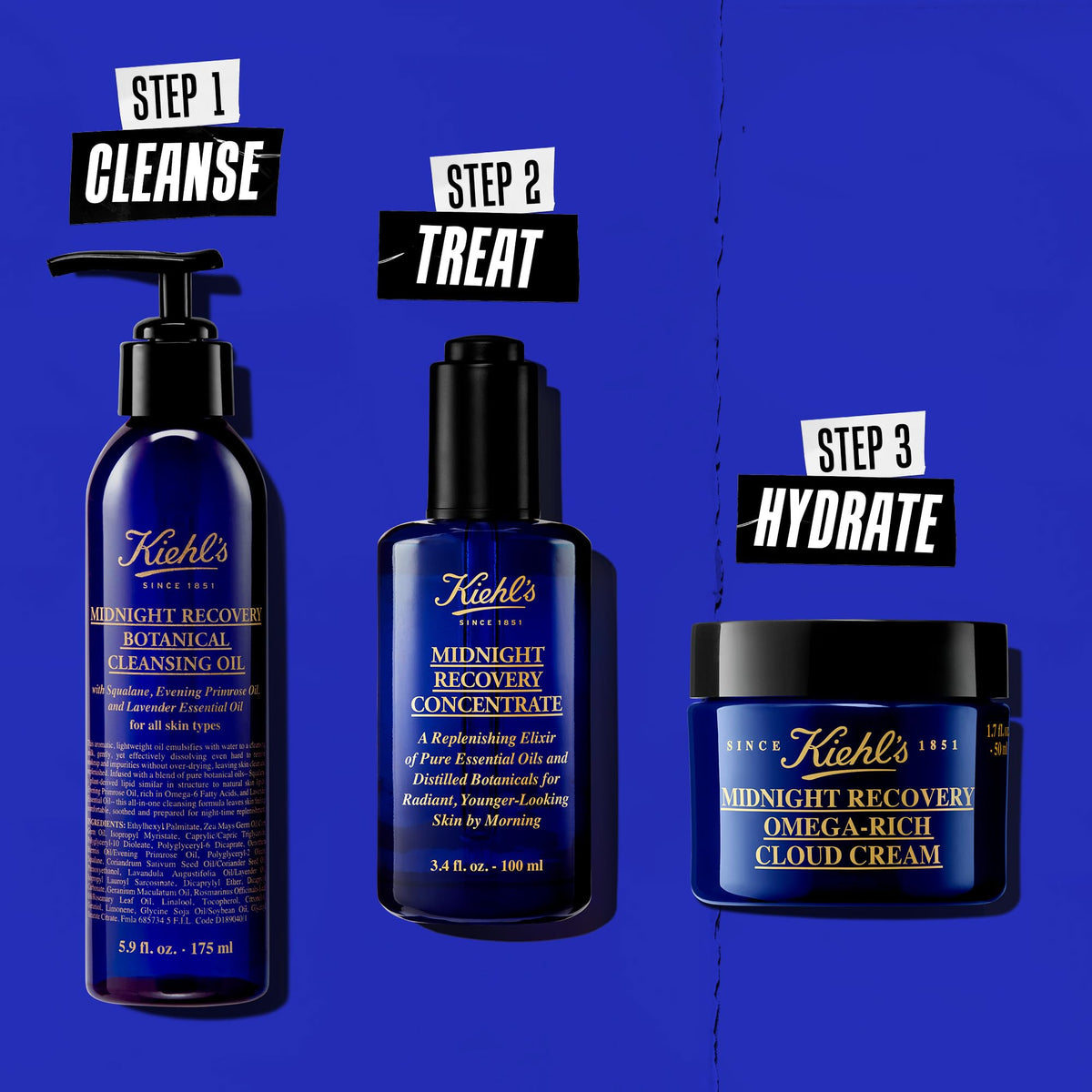 Dark Slate Blue Kiehl's - Midnight Recovery Concentrate - Restores Radiance - 3.4 fl oz