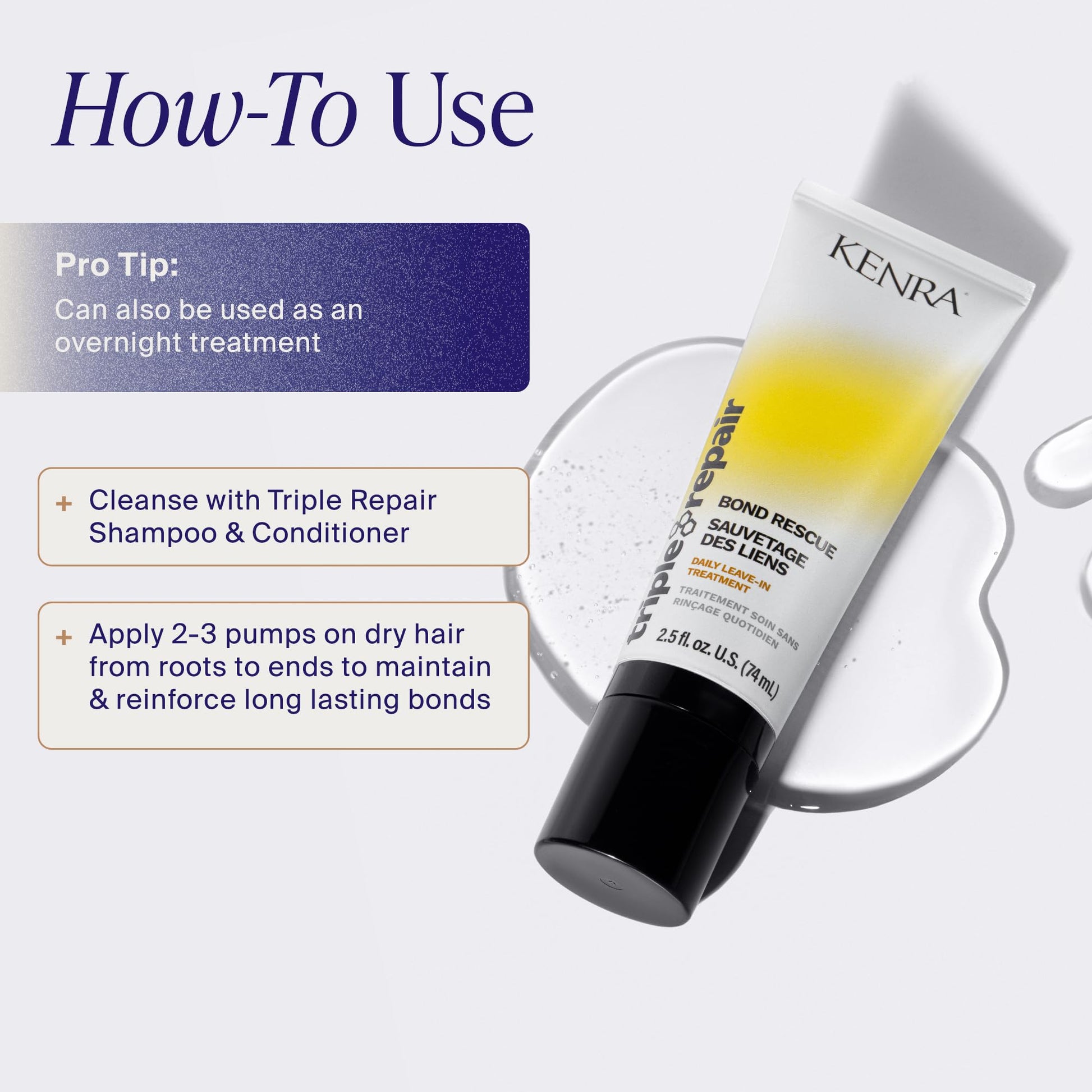 Lavender Kenra Professional Triple Repair Bond Rescue | Daily Leave-In Treatment | 2.5 oz