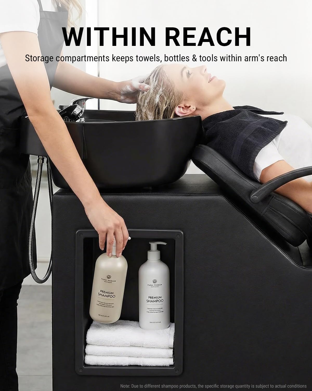 Dark Slate Gray IJIALIFE Shampoo Bowl and Chair Set, Luxury Salon Sinks Hair Washing Station for Hair Stylist, Shampoo Barber Backwash Chair for Home Spa Beauty Barbershop (Standard)