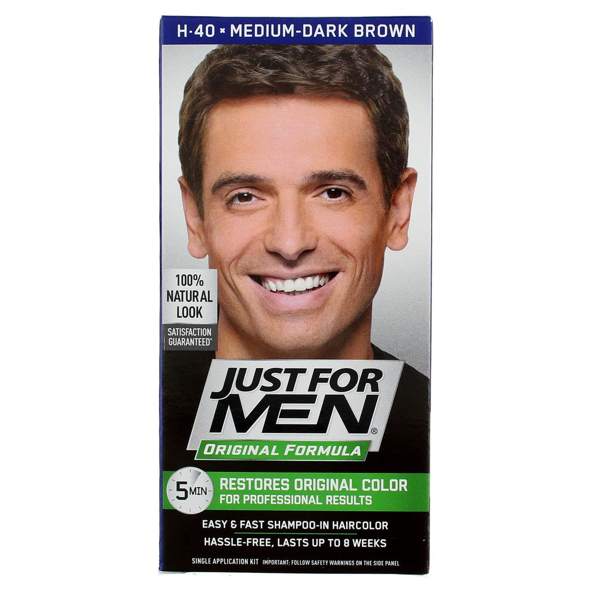 Black JUST FOR MEN Hair Color H-40 Medium Dark-Brown 1 ea (Pack of 7)