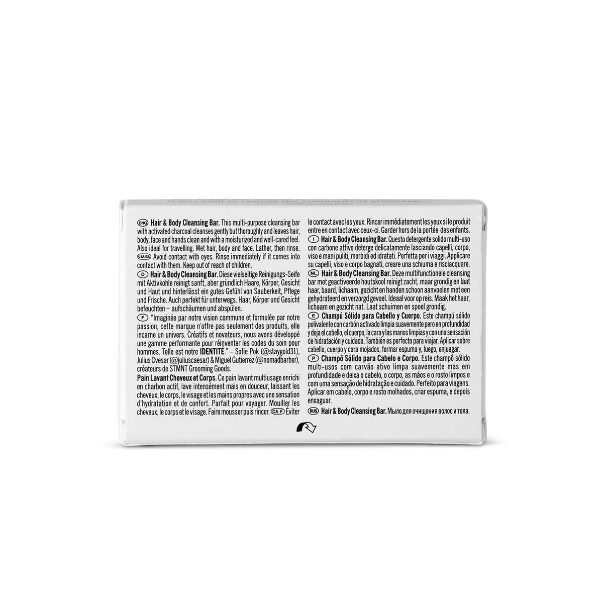 Gray STMNT Grooming Goods Hair & Body Cleansing Bar, 4.4 oz | SLS/SLES Sulfates Free | Moisturizing Formula w/Activated Charcoal | Travel Friendly