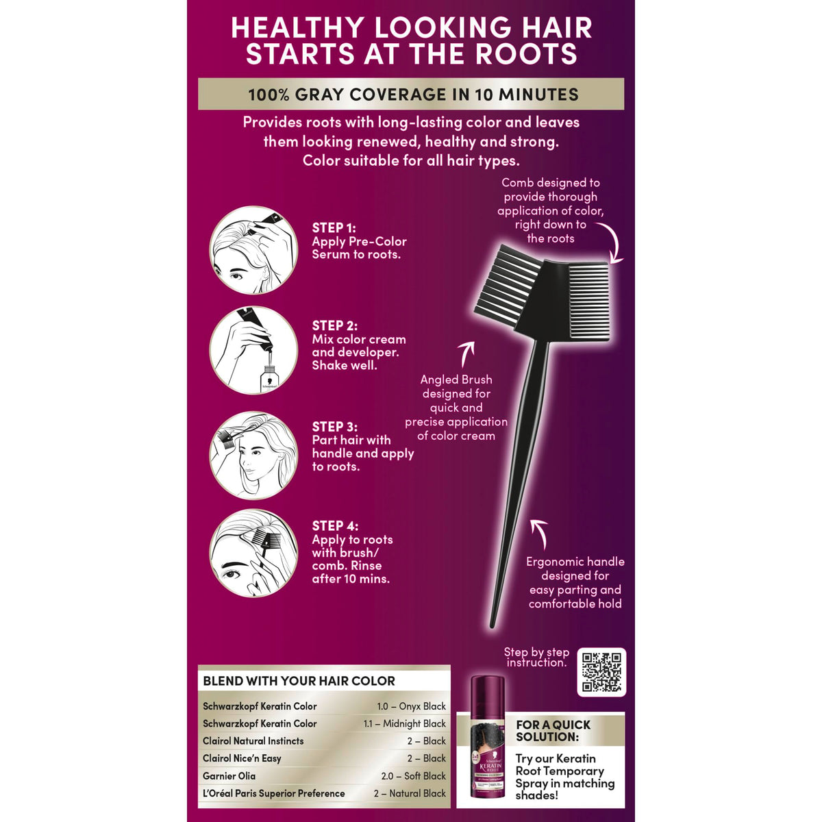 Brown Schwarzkopf® Keratin Root 1.0 Black Permanent Root Hair Dye