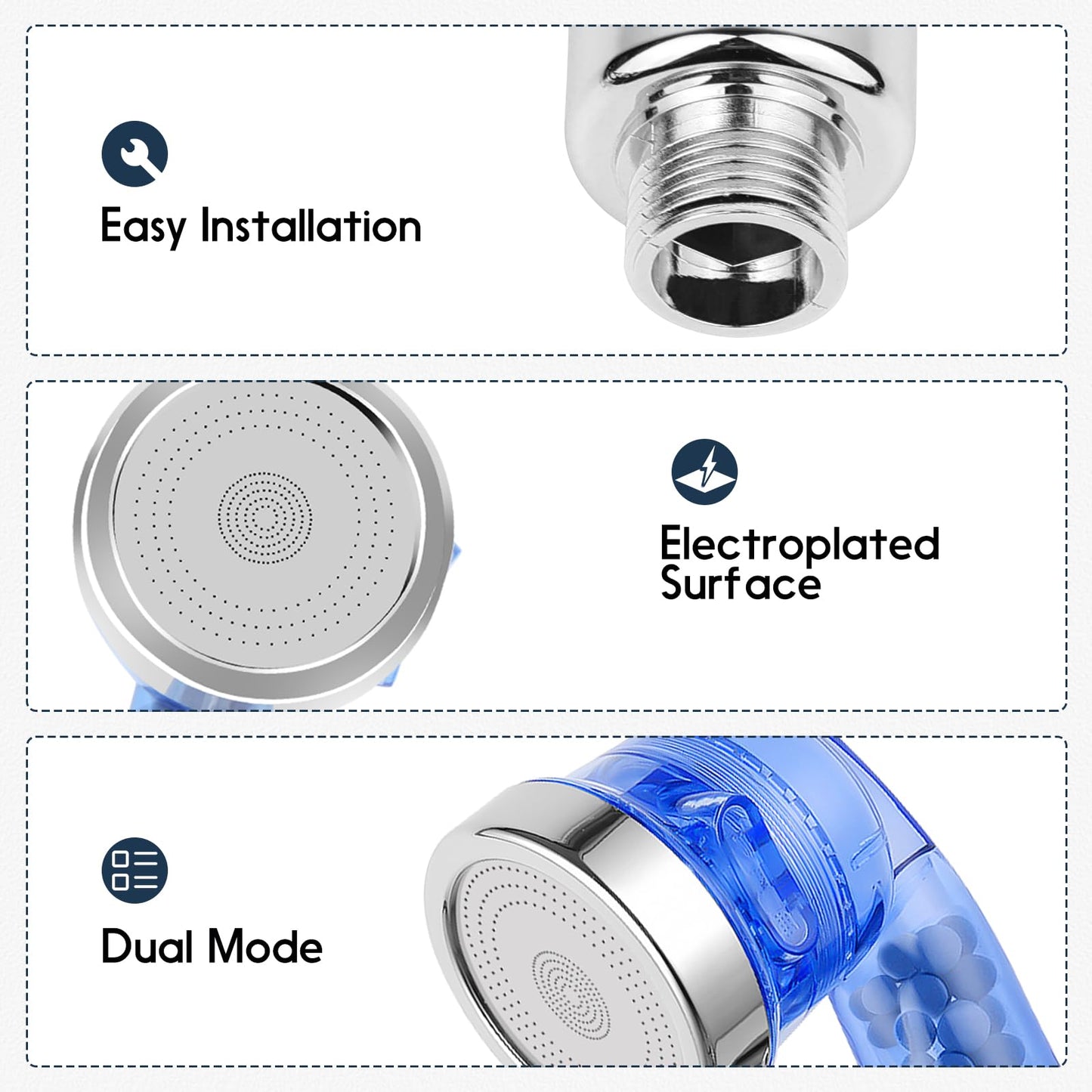 White Smoke Garaook Blue Shampoo Bowl Sprayer Head with Filter, 2PCS Sprayer Head for Portable Salon Sink, 3 Sprayer Modes and High Pressure