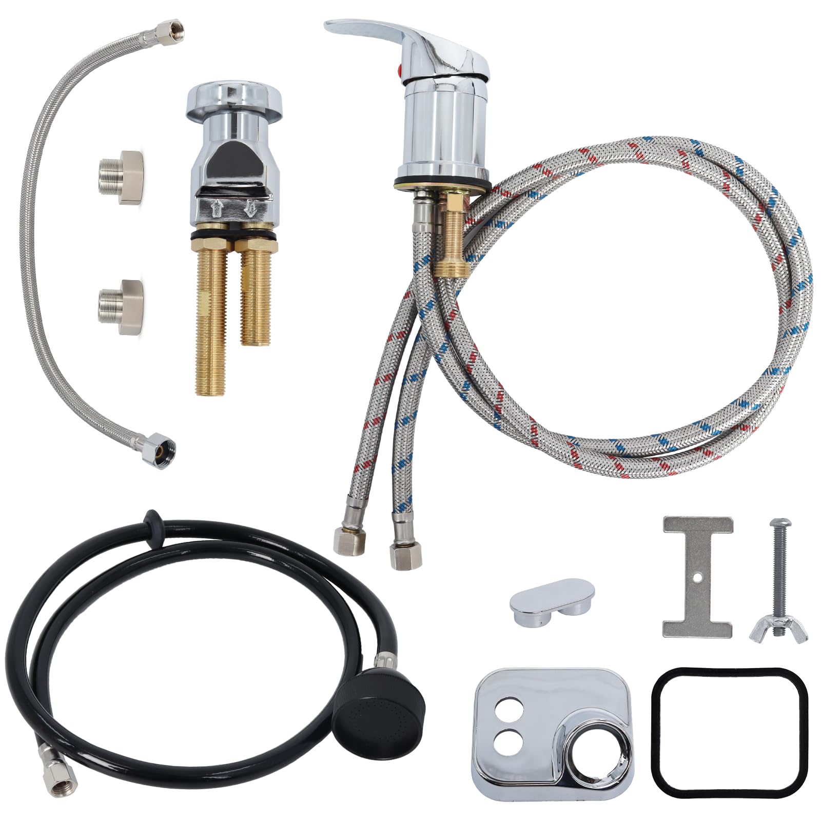 White Smoke Shampoo Bowl Faucet, Vacuum Breaker Outside Faucet Kit & Shampoo Hose for Sink with Sprayer, Hair Salon Sink Sprayer Hose Replacement Set