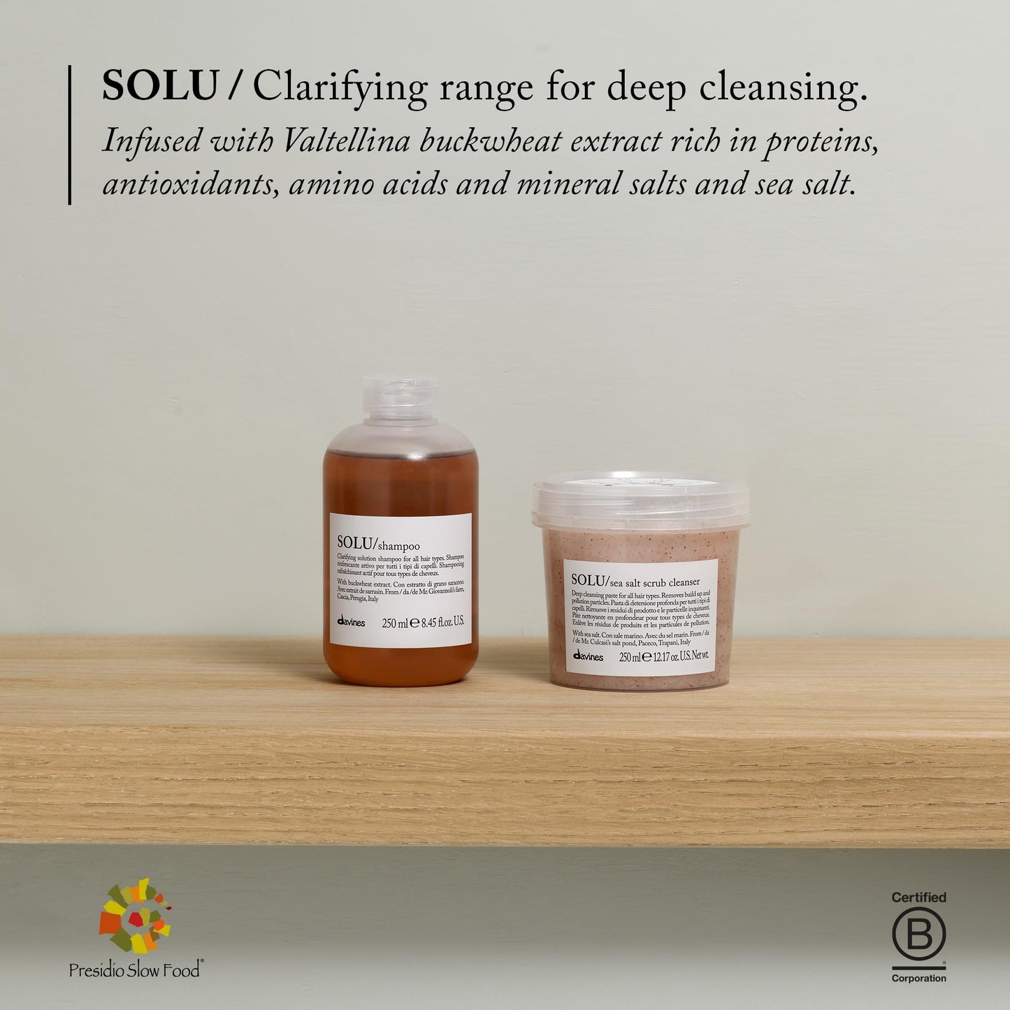 Gray Davines SOLU Shampoo, Deep Cleansing from Accumulation or Residues of Styling Products for Normal to Heavily-Styled Hair - Gives a Refreshed Scalp with Soft & Shiny Strands with Buckwheat, 8.45 Fl Oz