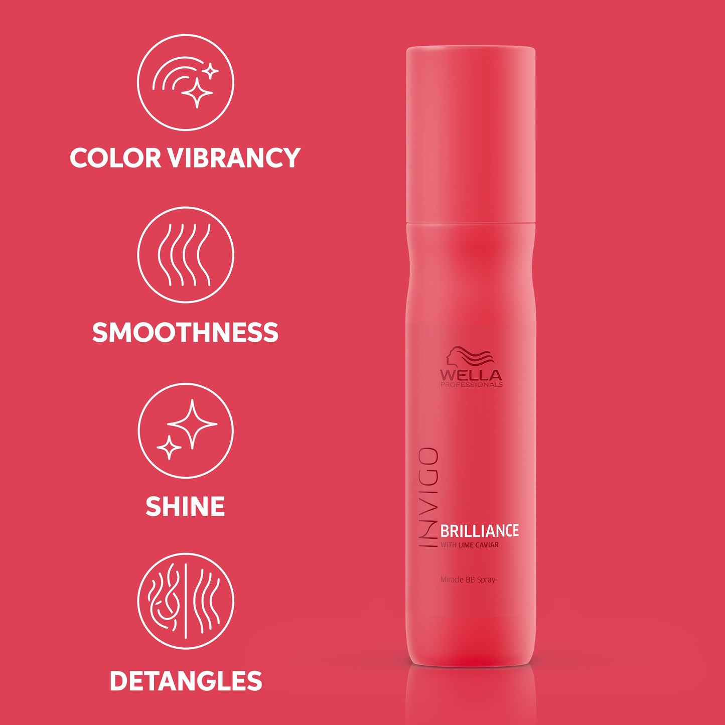 Maroon Wella Professionals Invigo Brilliance Miracle BB Spray | Instant Color Vibrancy & Color Protection | 5.07 Fl Oz