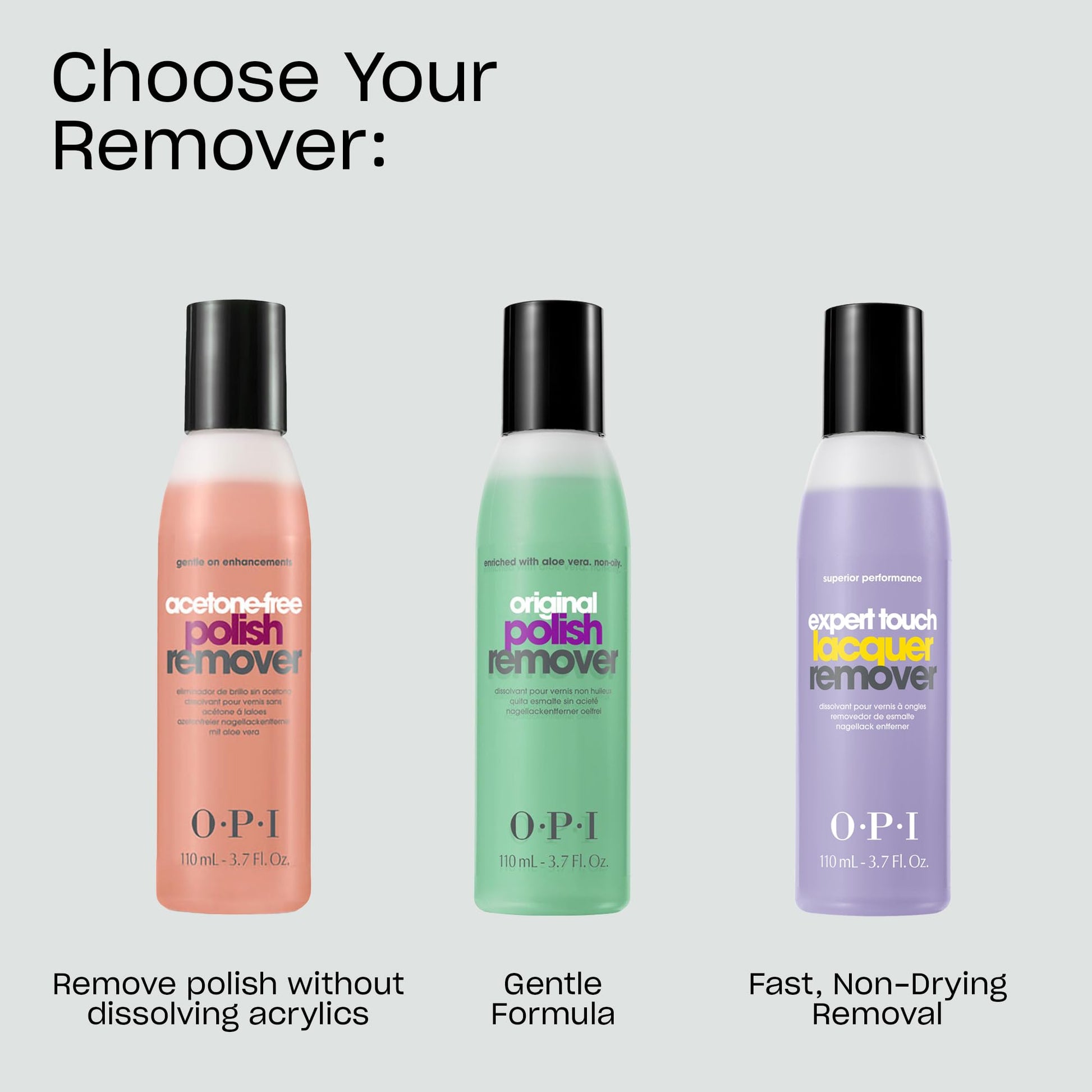 Lavender OPI Acetone-Free Nail Polish Remover Gentle on Enhancements & Acrylics Enriched with Aloe Vera 3.7 fl oz