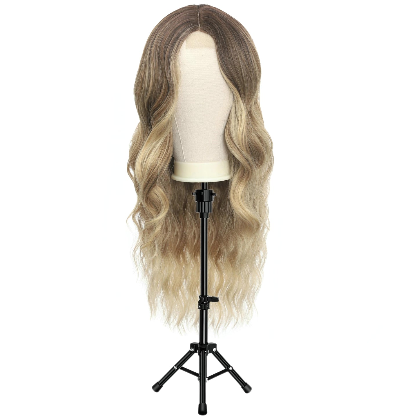 White Smoke FUTAI 22 inches Canvas Mannequin Head with Tripod Stand Wig Cap T Pins Rat Tail Comb and Hairpins for Wig Making Practice Styling Training Display