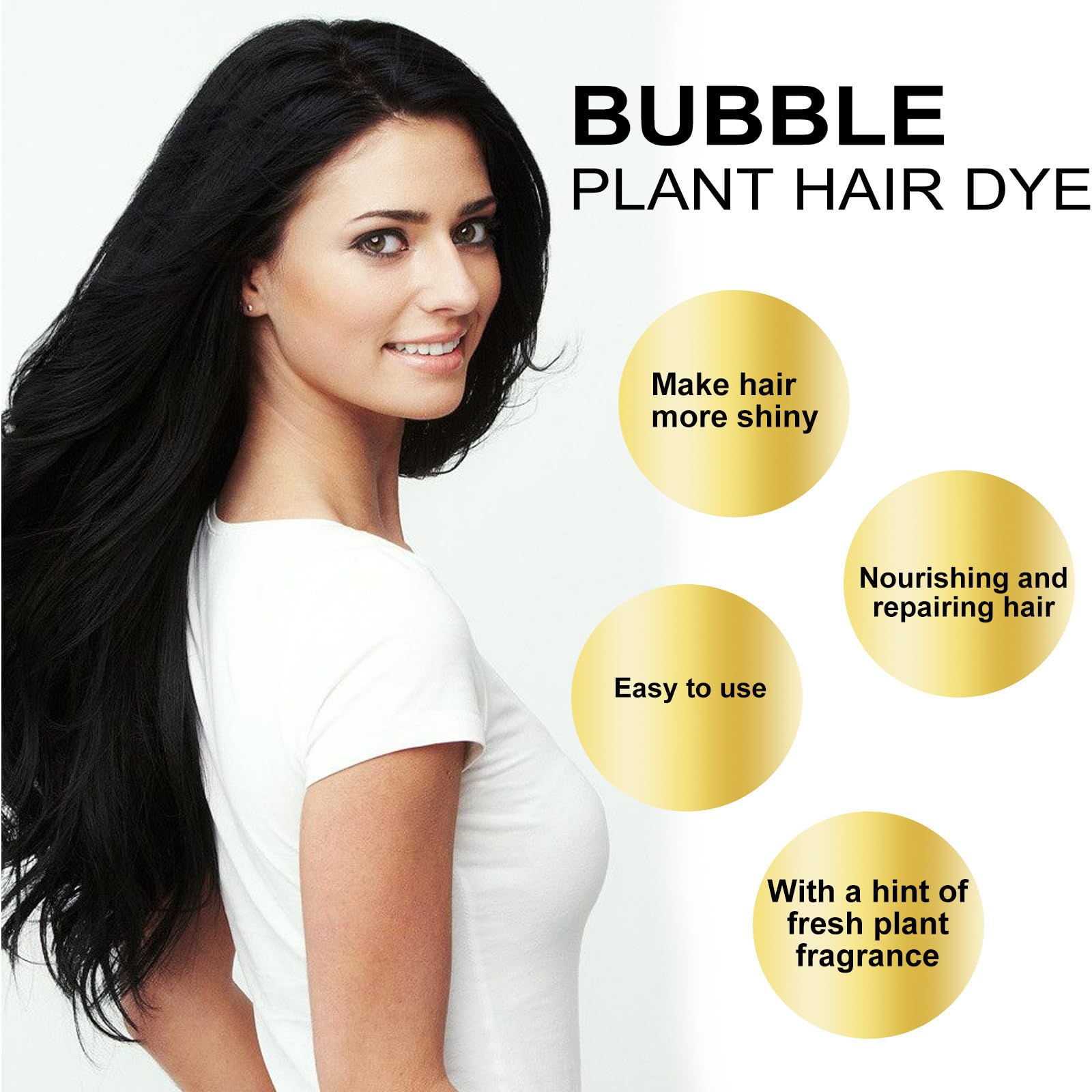 White Smoke 200 ML Natural Plant Bubble Hair Dye, for Grey Hair Color Dye Shampoo.