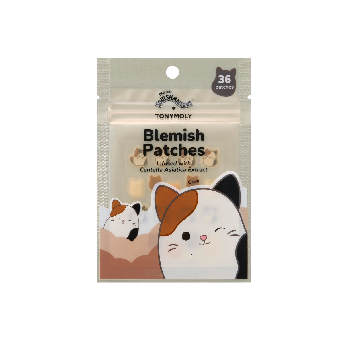 Dark Gray TONYMOLY x Squishmallows Cam Hydrocolloid Acne Blemish Patches, 36 Count