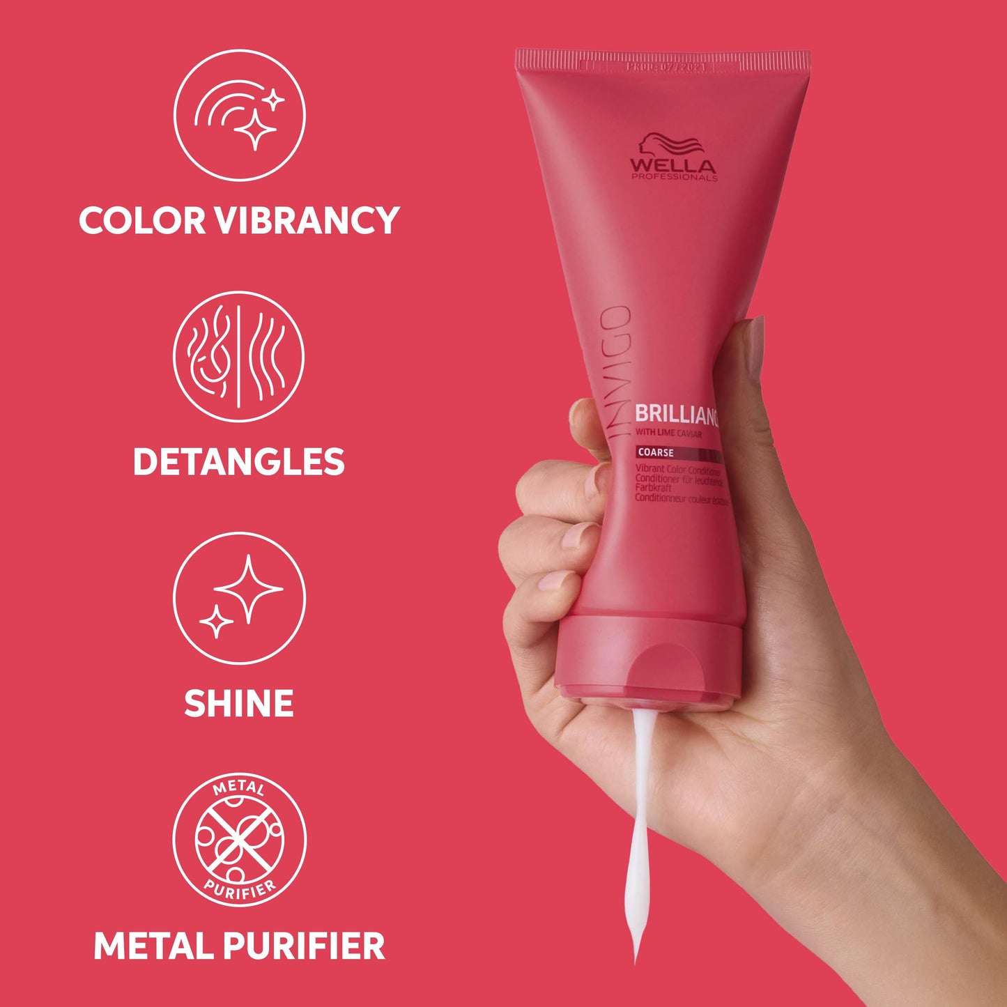 Maroon Wella Professionals Invigo Brilliance Conditioner for Coarse Hair | Color Protection & Vibrancy | 33.8 Fl Oz