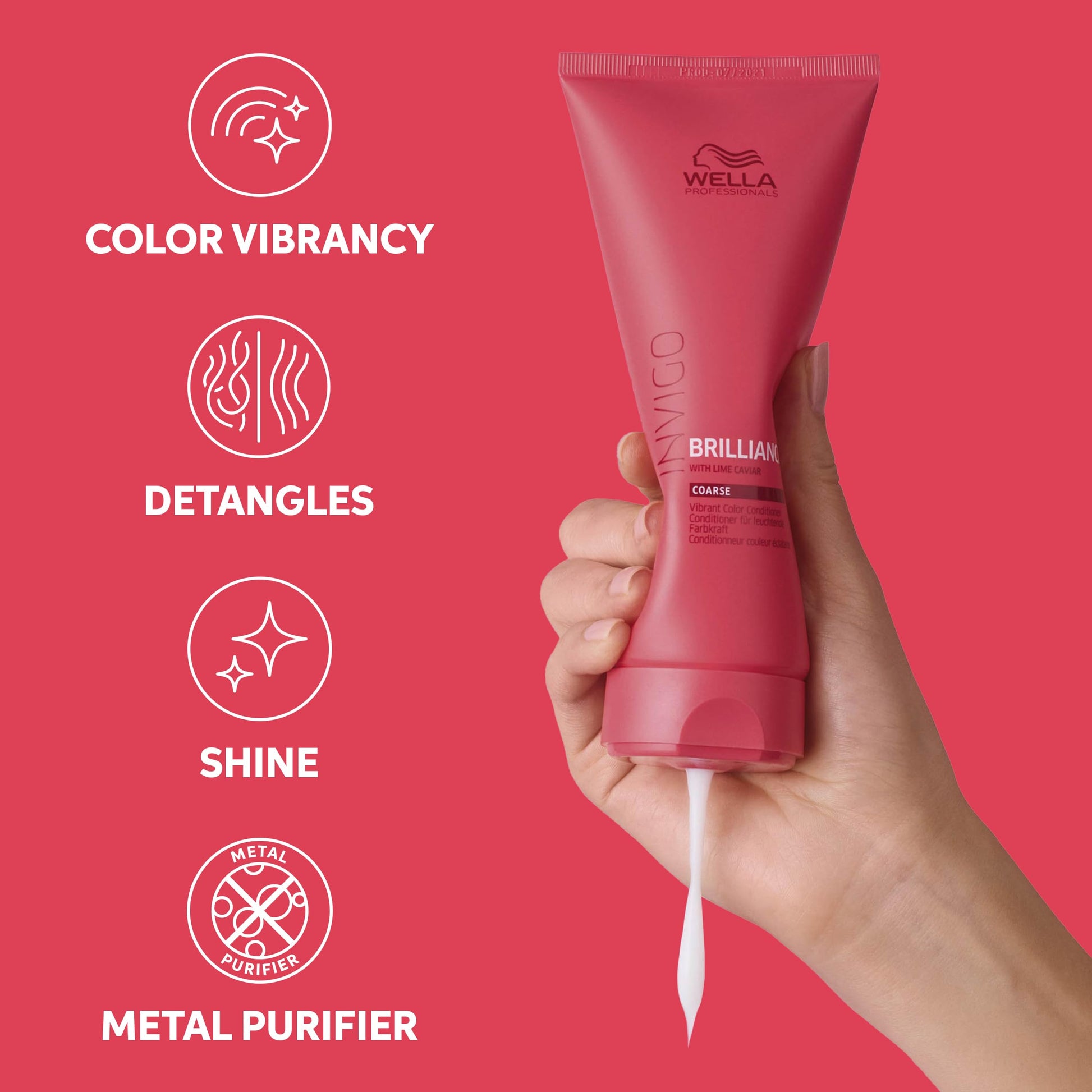 Maroon Wella Professionals Invigo Brilliance Conditioner for Coarse Hair | Color Protection & Vibrancy | 33.8 Fl Oz