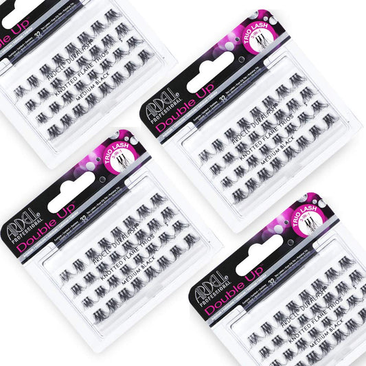 White Smoke Ardell Double Up Individual Lashes, Customizable DIY Lash Clusters, Reusable False Eyelashes, Eyelash Extensions, 4 Pack