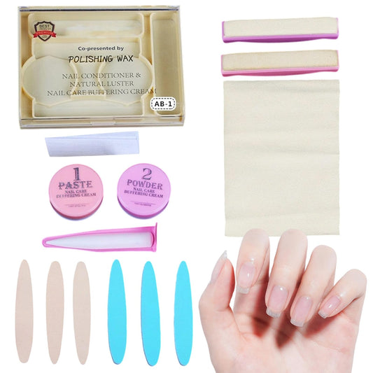 White Smoke Japanese Manicure Kit, Nail Polishing and Buffing Kit, Long-Lasting Shine Nail Care Tools for Women Home Salon Pedicure