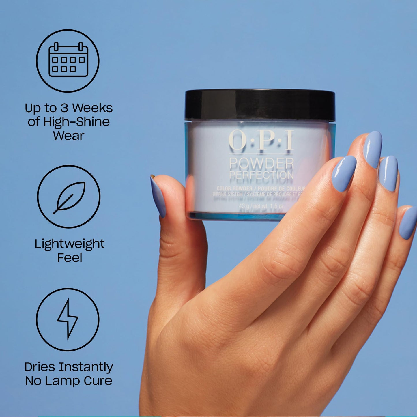 Cornflower Blue OPI Powder Perfection Big Apple Red | Opaque Bright Red Crème Nail Dipping Powder | Acrylic Alternative