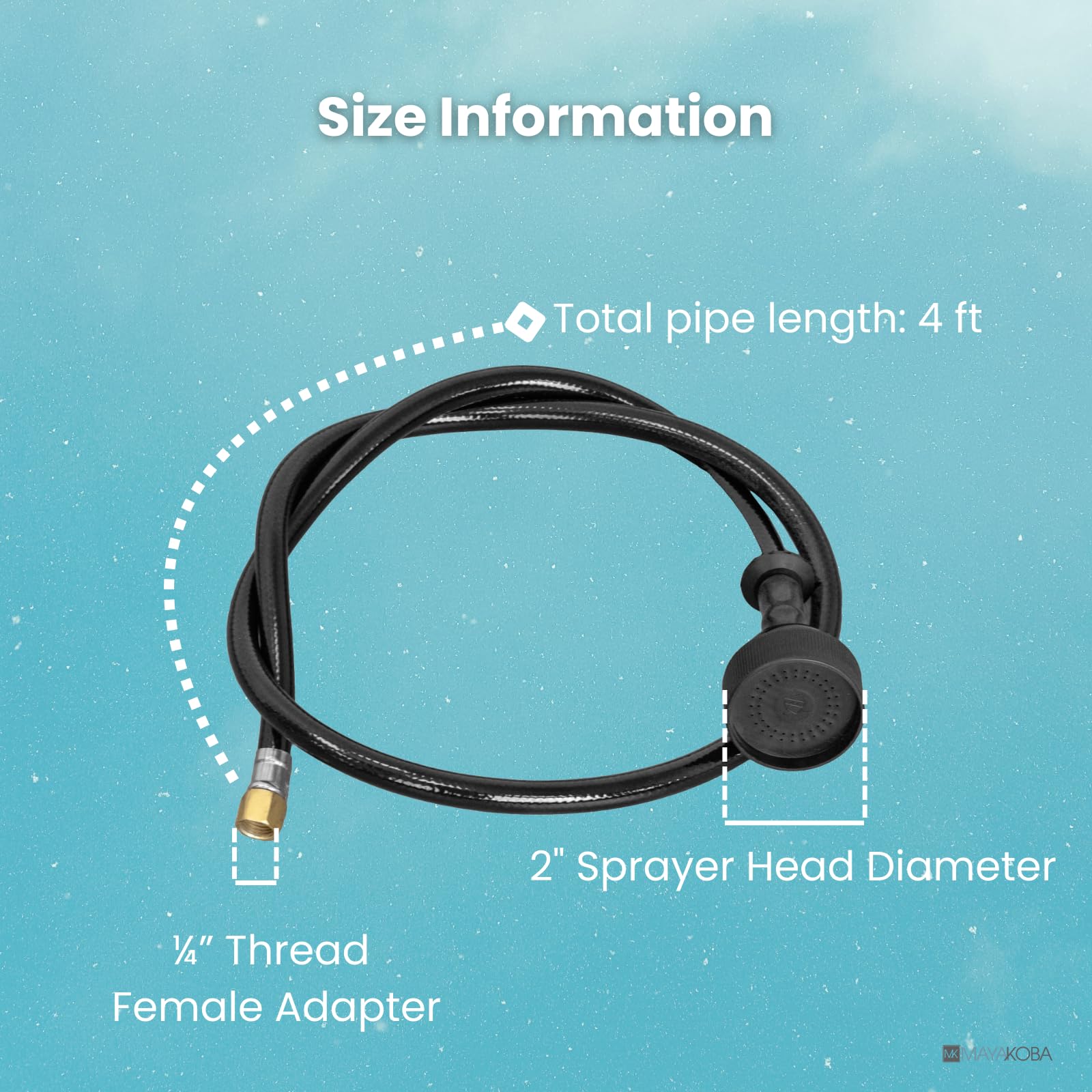Medium Aquamarine Sprayer Head and Hose 031 for Shampoo Bowl, Sink Replacement Part for Salon, Barber Shop, Spa, Rehab