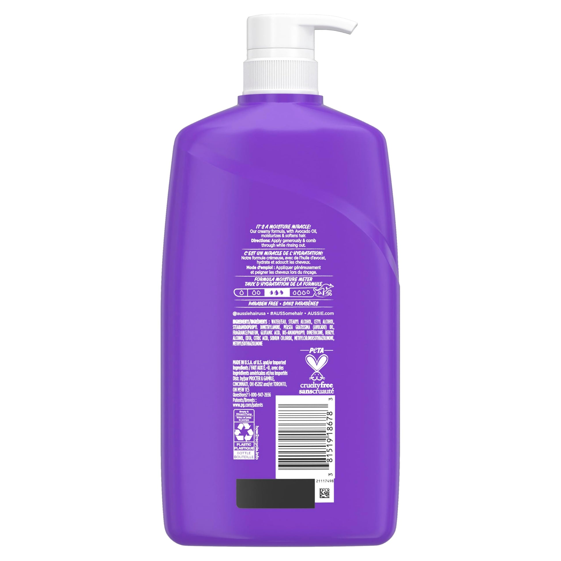 White Smoke Aussie Miracle Moist with Avocado & Jojoba Oil, Paraben Free Conditioner, 26.2 fl oz