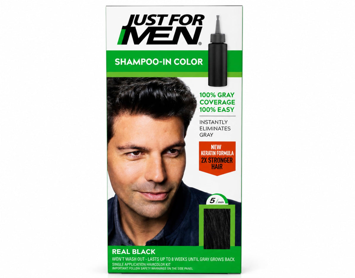 Black JUST FOR MEN Hair Color H-55 Real Black 1 Each (Pack of 5)