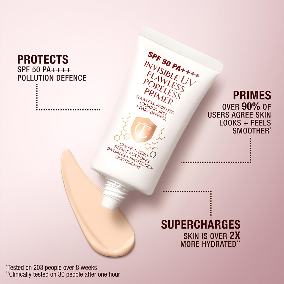 Misty Rose Charlotte Tilbury Invisible UV Flawless Makeup Primer - Broad Spectrum SPF 50 Sunscreen & Poreless Face Primer - Enriched with Hyaluronic Acid to Hydrate, Protect & Prime Skin