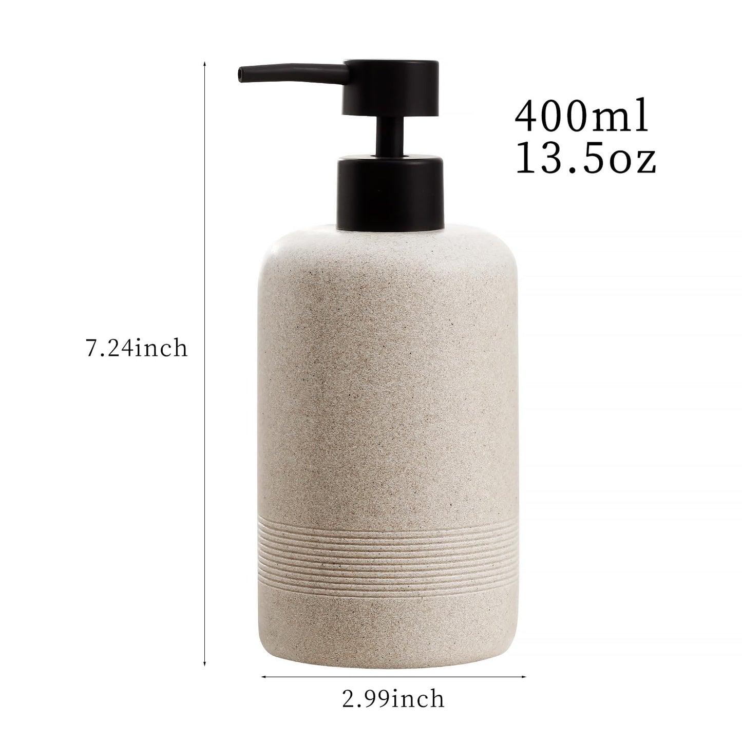 White Smoke Haocoott Soap Dispensers 400ML 13OZ, 2 PCS Hand Dish Lotion Shampoo Lotion Soap Dispenser Jar, Resin Premium Thick Soap Pump Bottles for Kitchen Bathroom Countertop (Beige)