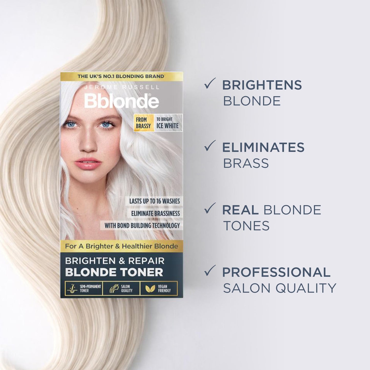 Lavender Jerome Russell Bblonde Ice White Post Blonding Toner - Semi Permanent Hair Dye Kit for Pre Lightened & Blonde Hair with Brazil Nut Oil, No Ammonia & Vegan