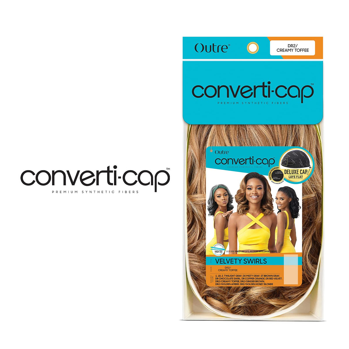 White Smoke Converti-Cap Outre Wig Deluxe Cap Lays Flat VELVETY SWIRLS (TWIGR)