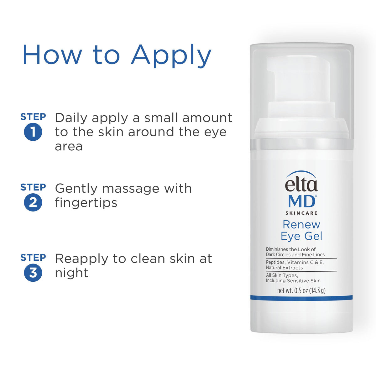 White Smoke EltaMD Renew Eye Gel Serum for Dark Circles and Puffiness, 0.5 oz