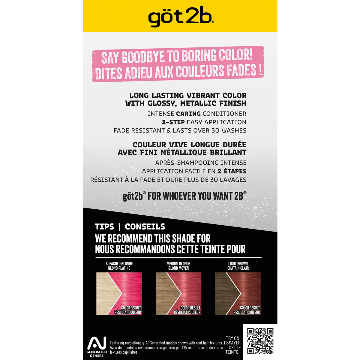 Black got2b Metallics Permanent Hair Color, M87 Pink Passion, 4.46 Fl Oz
