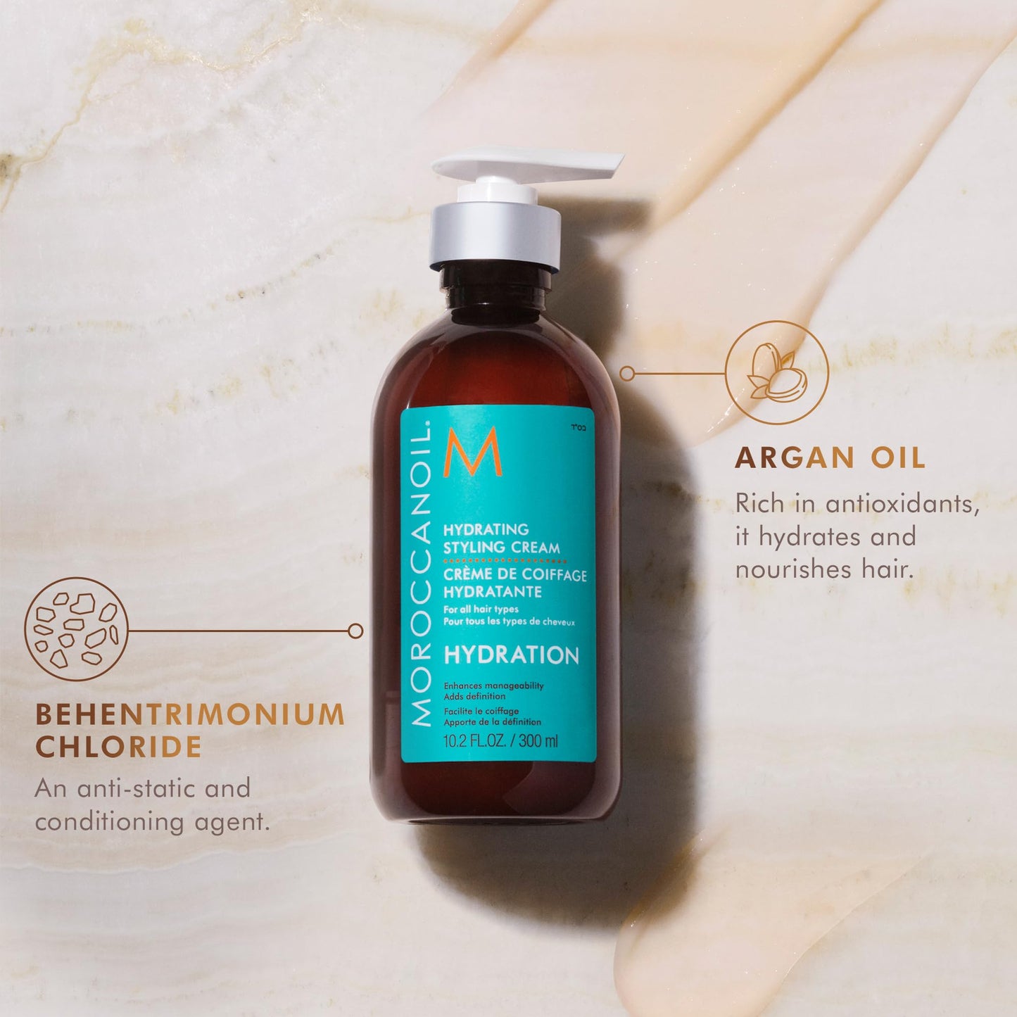 Light Gray Moroccanoil Hydrating Styling Cream, 10.2 Fl. Oz.