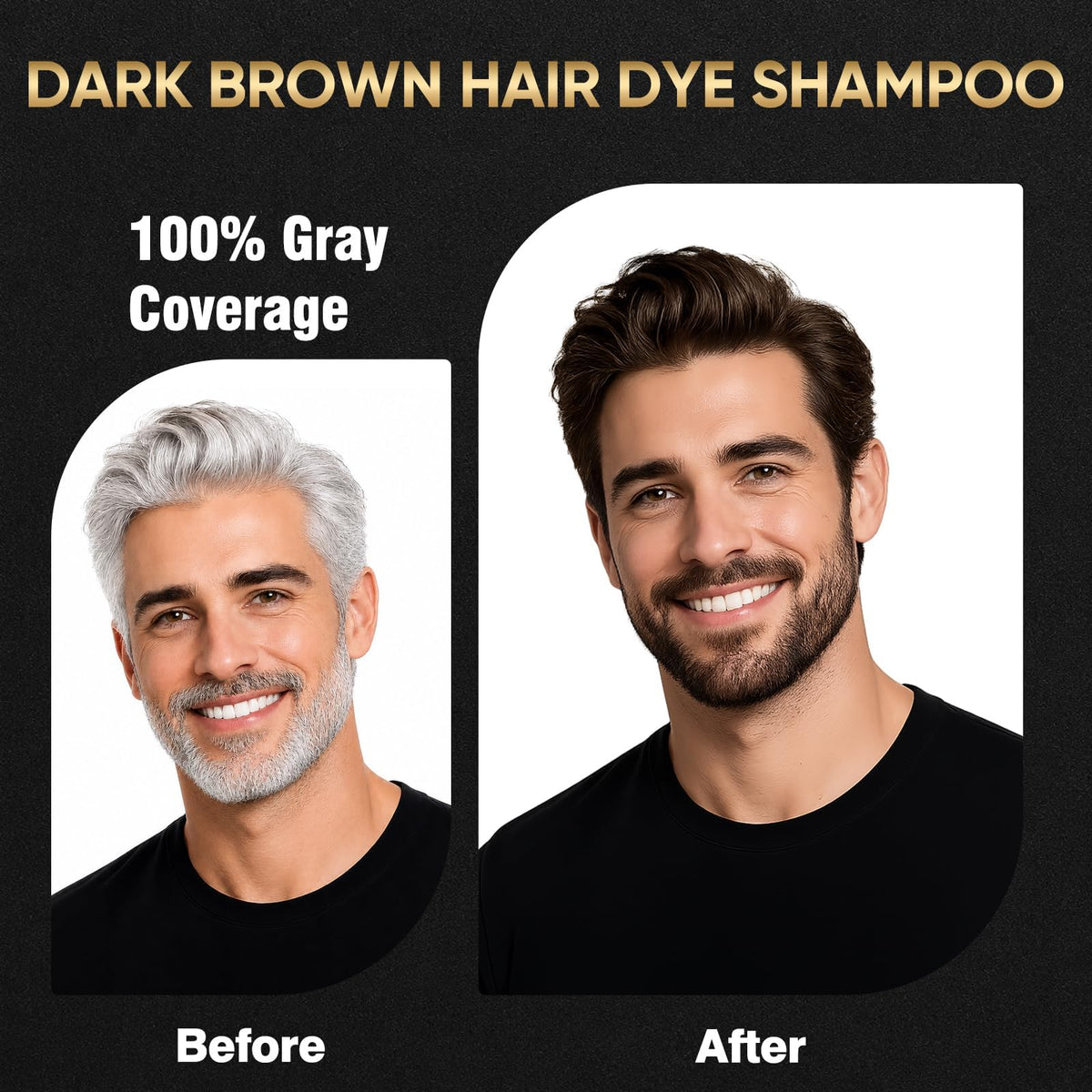White Smoke Dark Brown Hair Dye Shampoo 3 IN 1 for Gray Coverage with Ginseng