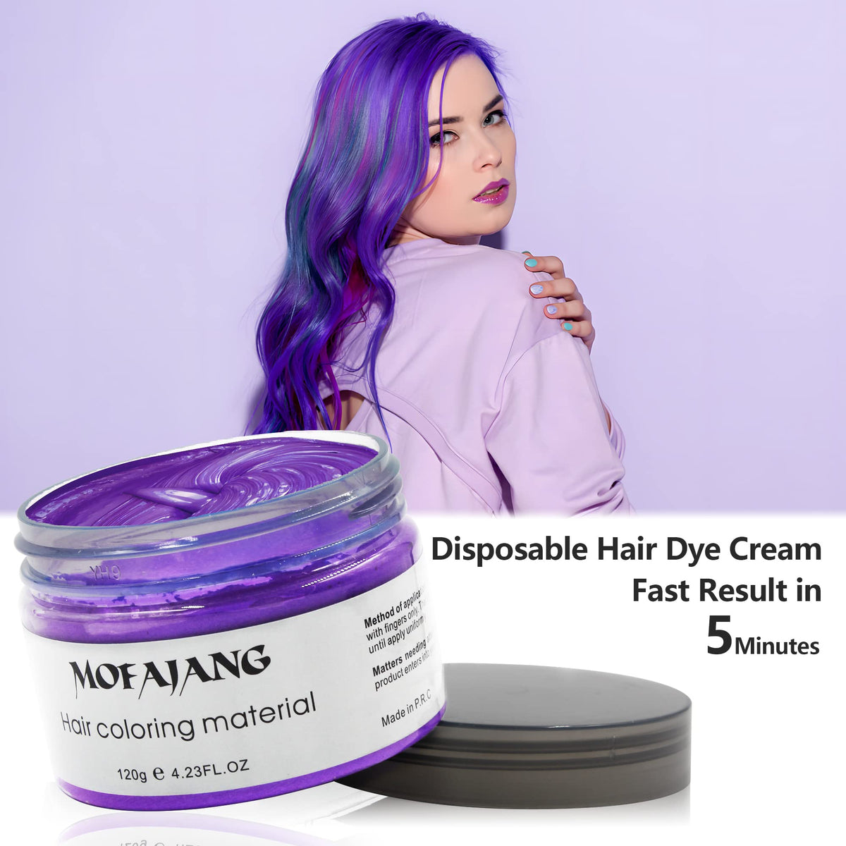 Thistle VOLLUCK Purple Temporary Hair Dye Wax Natural Instant Hair Color Wax Pomades 4.23 oz,Hair Styling Clay for Party, Cosplay, Halloween,Christmas
