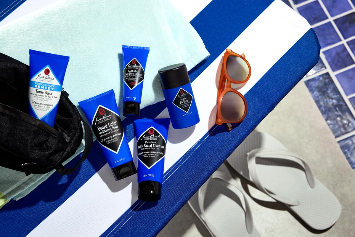 Alice Blue Jack Black Jetsetter Travel Size Skin Care Set for Men with Luxe Travel Bag
