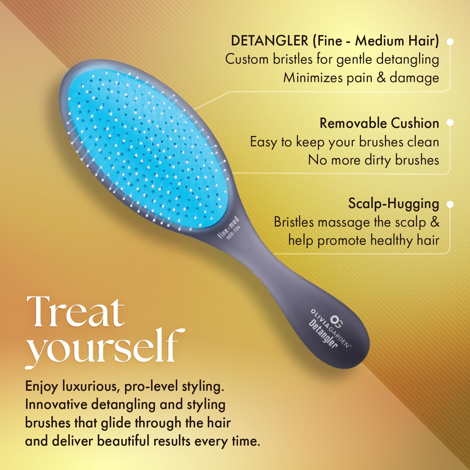 Sandy Brown Olivia Garden OG Brush Collection Set - Includes 3 Hair Brushes for All Hair Types, Detangling, and Smoothing