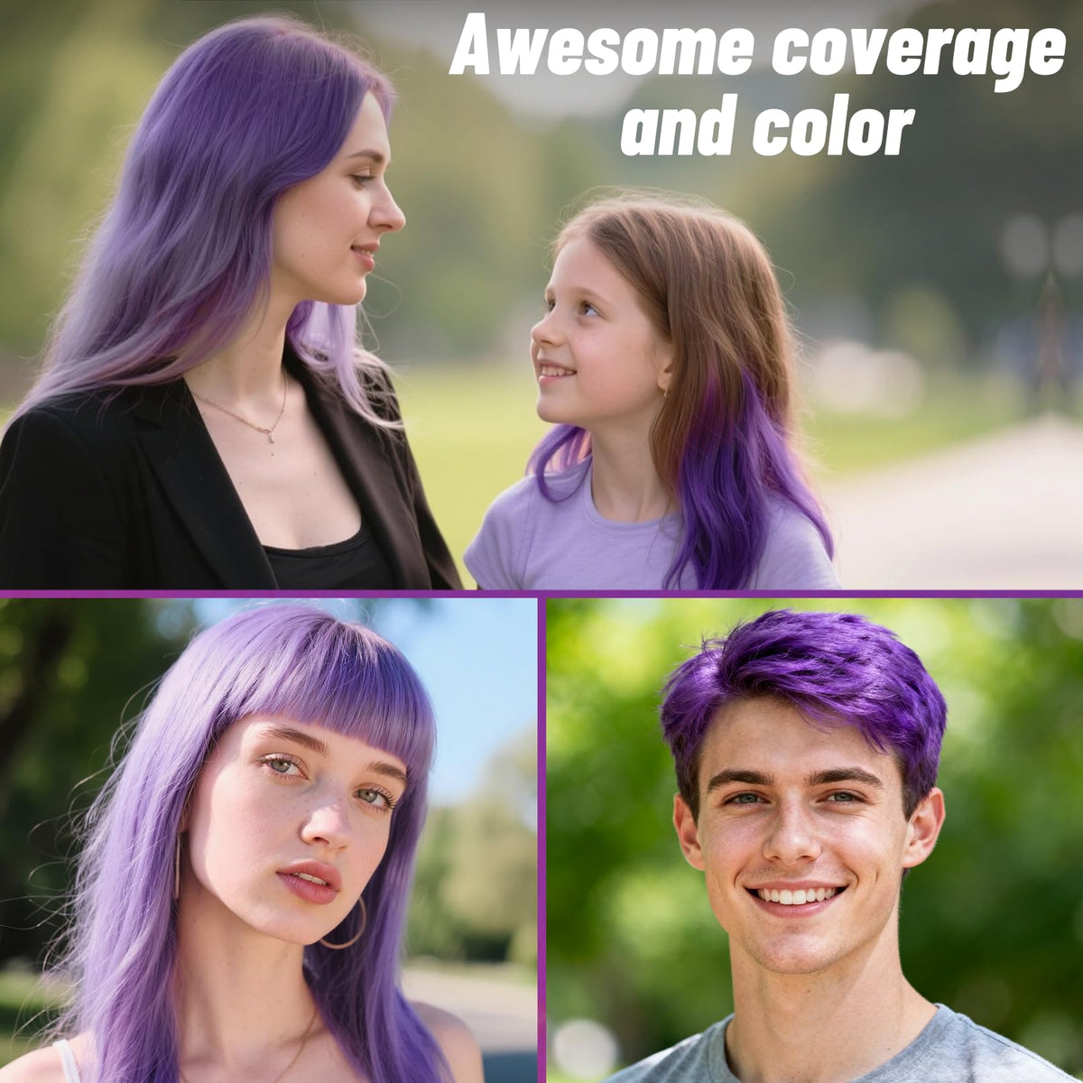 Dark Slate Gray Seaboll Purple Temporary Hair Color Spray, Instant Vibrant Color, 4.06 oz