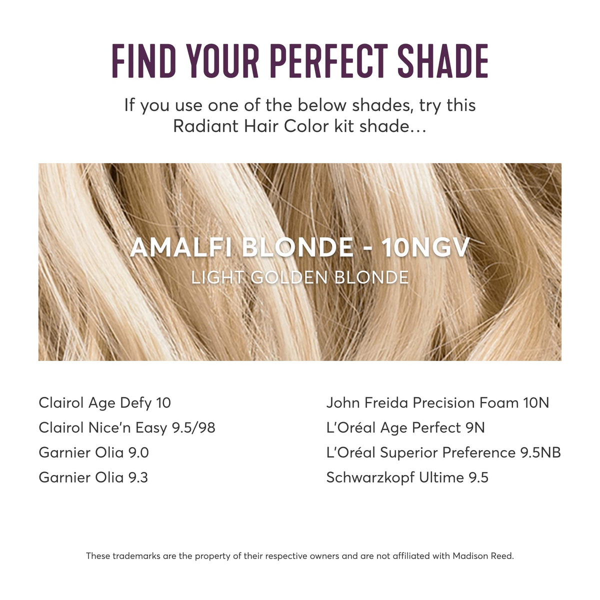 White Smoke Madison Reed Radiant Hair Color Kit, 10NGV Light Golden Blonde, 1 Pack