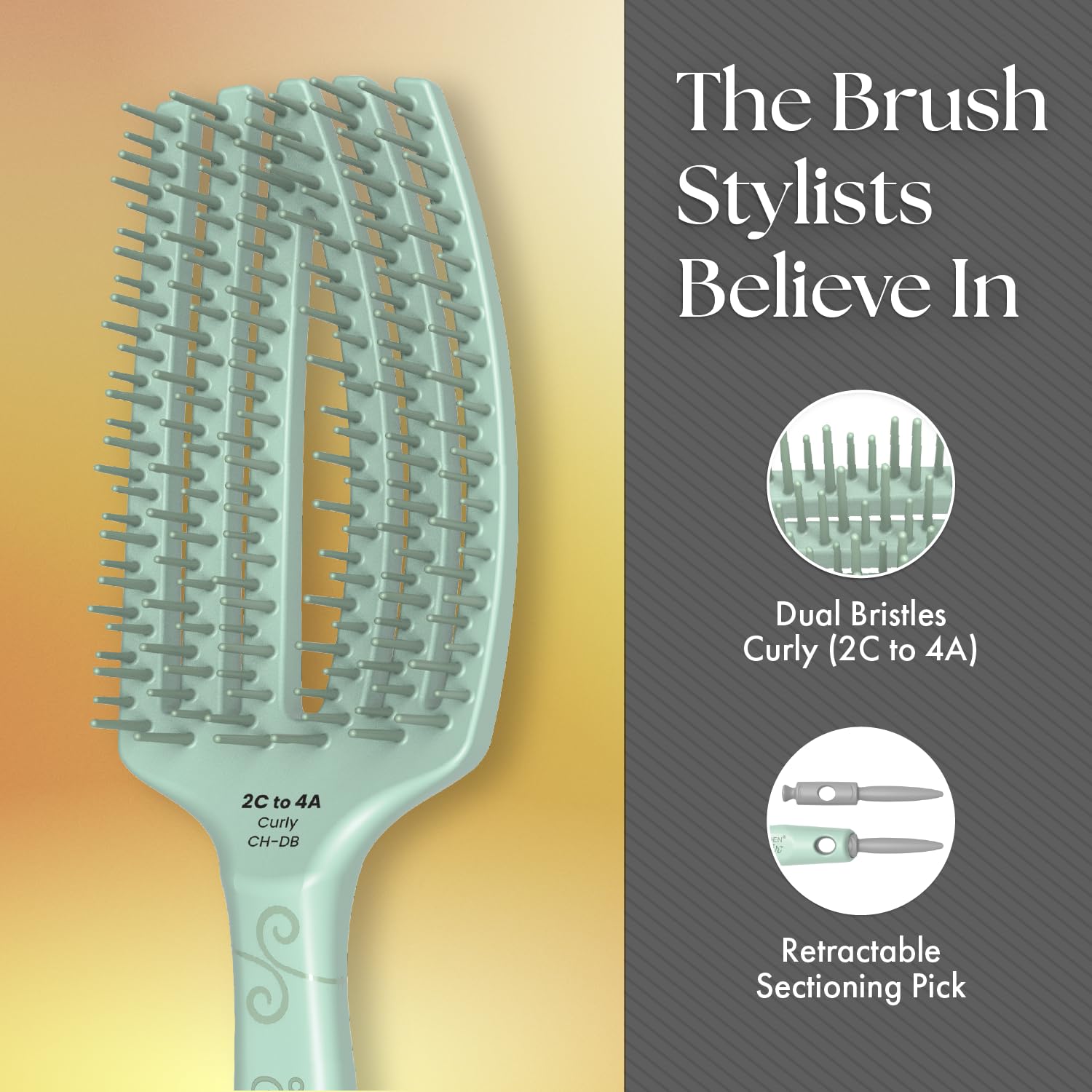 Dim Gray Olivia Garden CurlyHair Brush for Wet or Dry Hair - Curly Hair Brush for Detangling, Product Layering, Curl Encouragement, Scalp Care - 4-Piece Box Set (CH-DB, CH-SB, CH-WB, CH-PC)