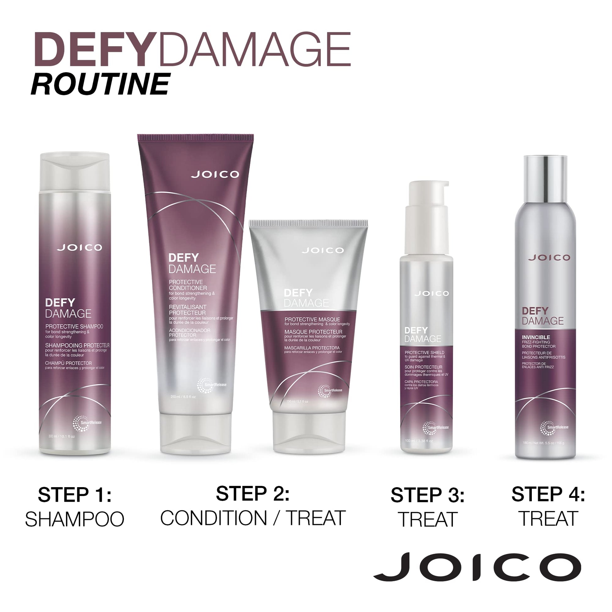 White Smoke Joico Defy Damage Protective Shampoo & Conditioner Set | Preserve Hair Color | For Bond Strengthening & Color Longevity