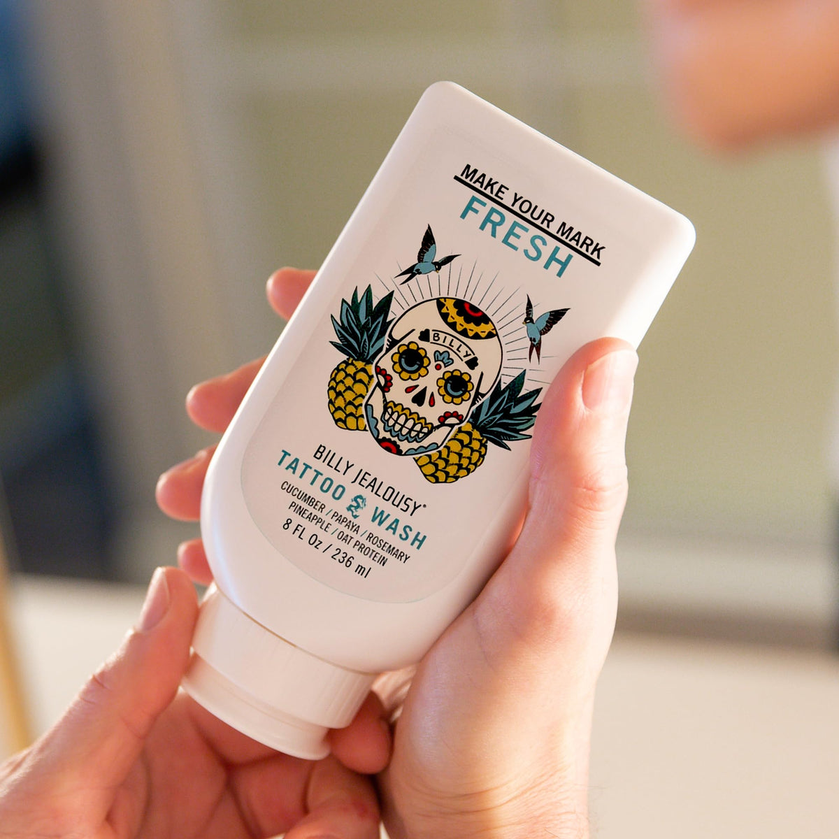 Rosy Brown Billy Jealousy Make Your Mark Fresh Tattoo Wash, Cleansing and Hydrating Tattoo Aftercare Enriched With Cucumber and Rosemary