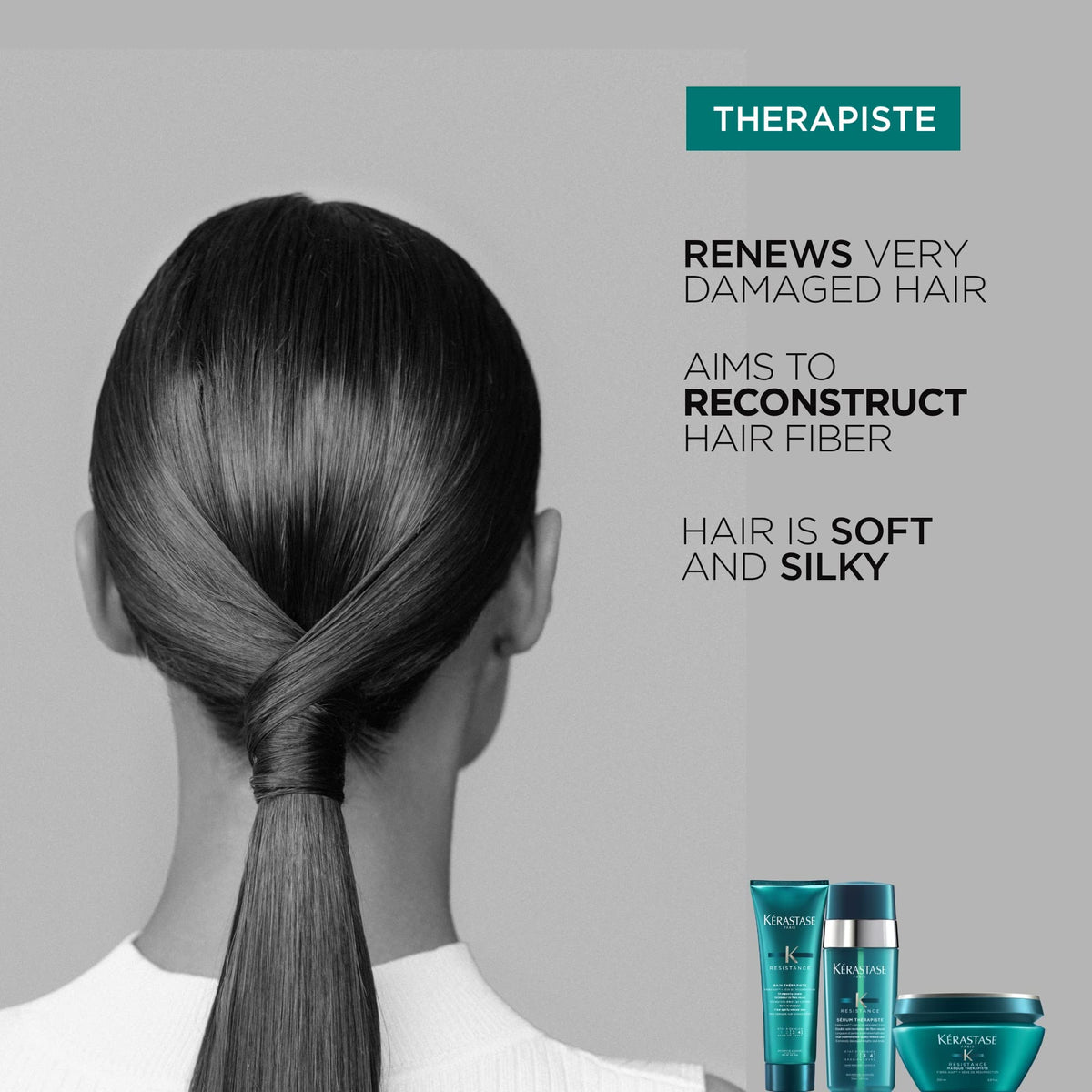 Gray KERASTASE Resistance Heat Protectant Leave-In Styling Cream for Damage