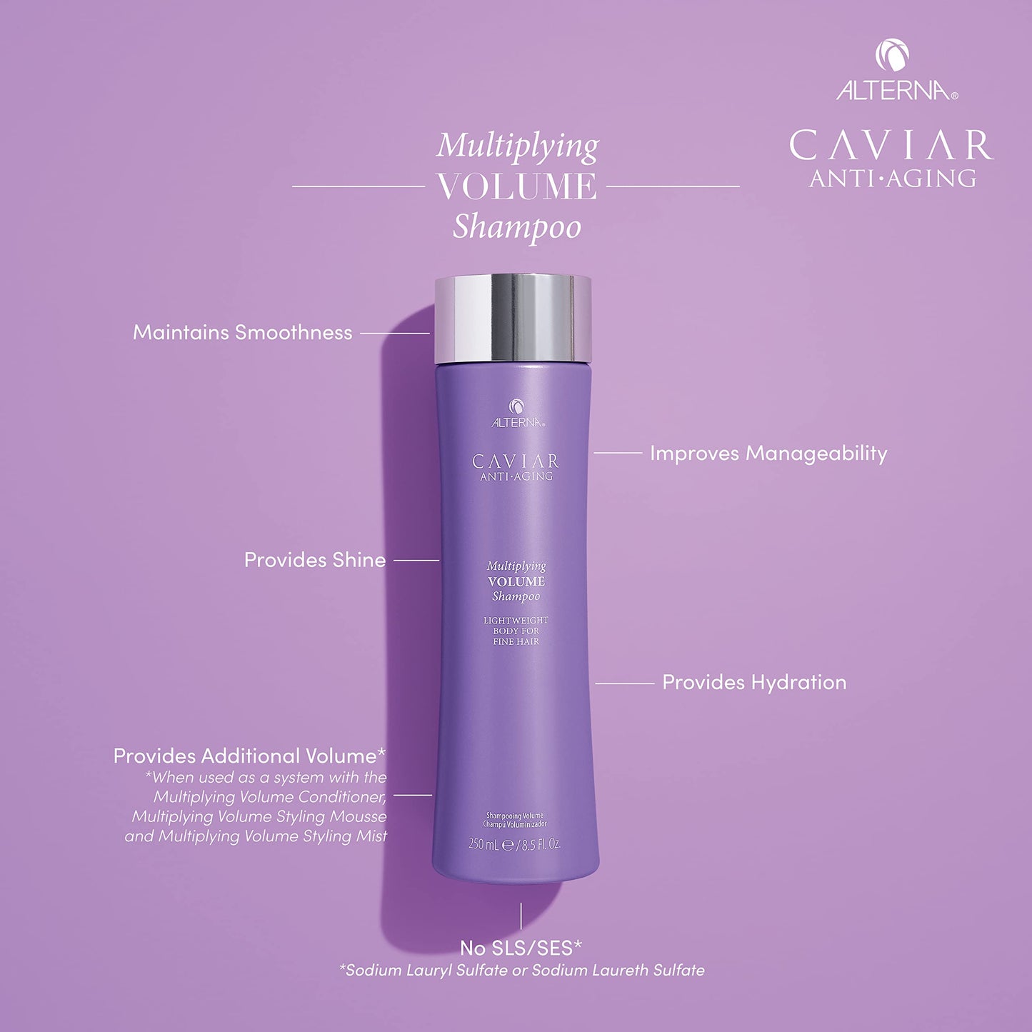 Dark Gray Alterna Caviar Anti-Aging Multiplying Volume Shampoo, Conditioner, Styling Mist Regimen Starter Set | For Fine, Thin Hair | Create Instant Volume and Thickness | Sulfate Free