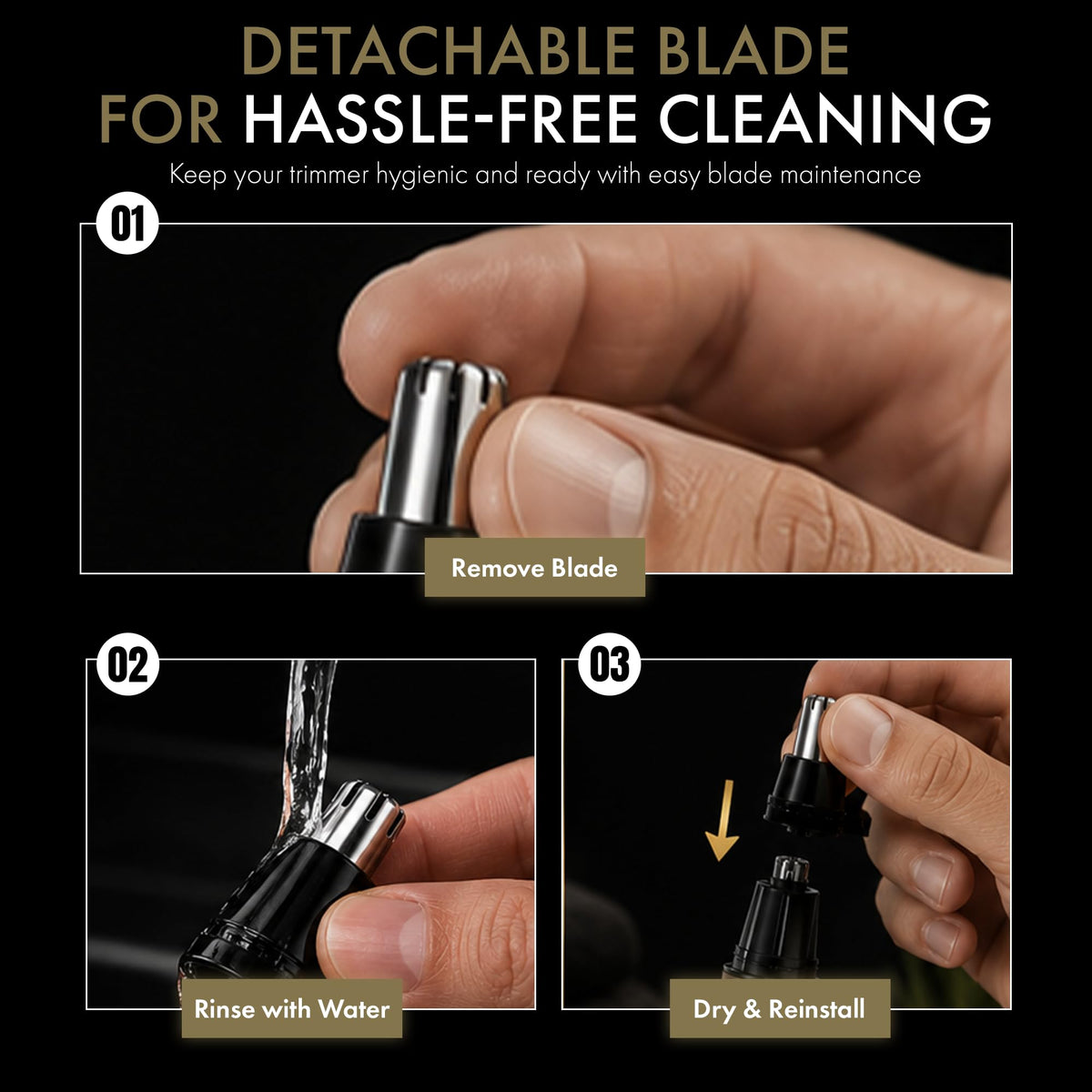 Black StyleCraft Ace Ear & Nose Hair Trimmer for Men Rechargeable Up to 8,500 RPM