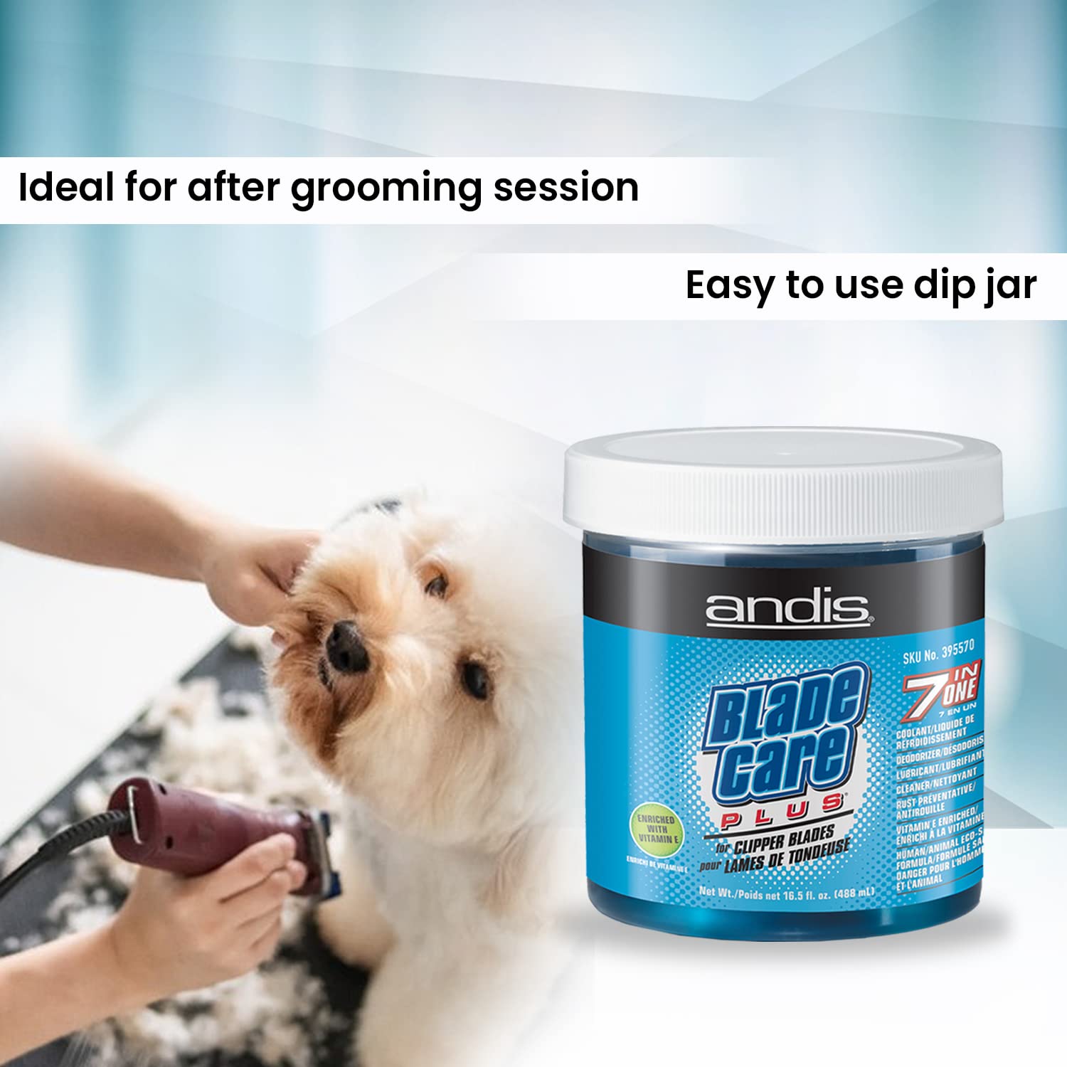 White Smoke Andis Blade Care Plus Jar