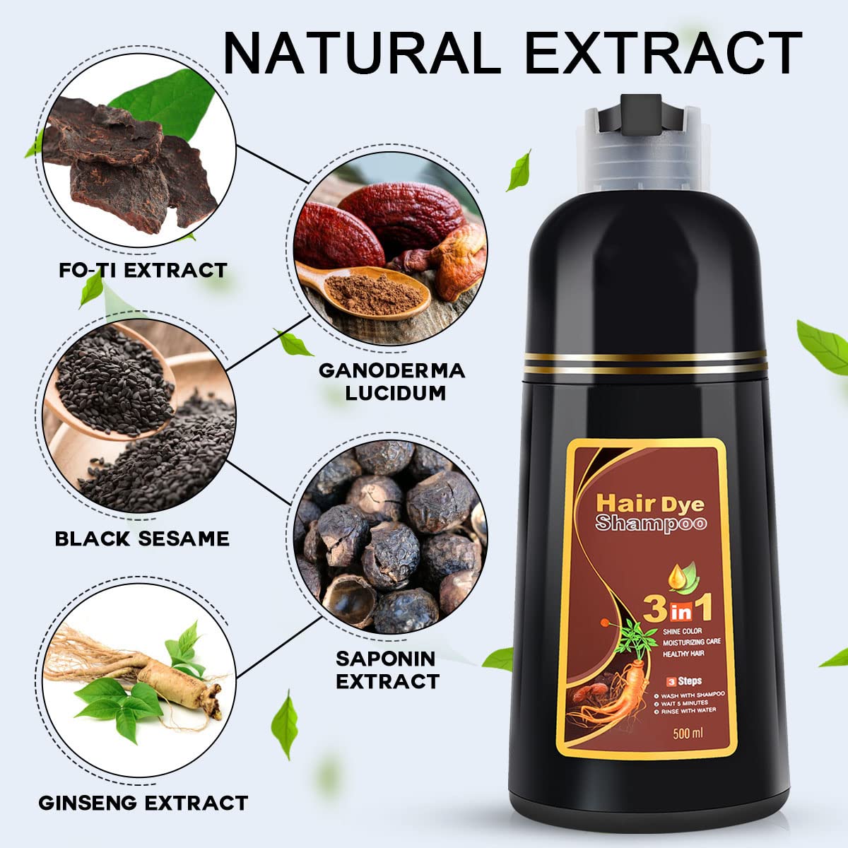 Lavender cosmpro Dark Brown Hair Dye Shampoo 3 in 1 for Gray Coverage for Women Instant Natural Hair Color Shampoo Semi Permanent 500ML - Champu Para Canas Mujer